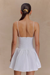 Janis Cotton Frill Mini Dress - White