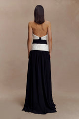 Celine Chiffon Maxi Dress - Black/White
