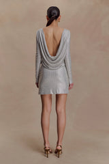 Darius Diamante Cowl Mini Dress - Silver
