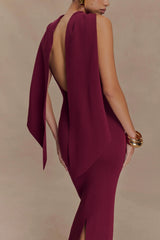 Darby Knit Scarf Maxi Dress - Merlot