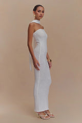Andrea Strapless Knit Maxi Dress - White