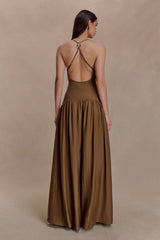 Darling Linen Maxi Dress - Chocolate