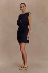 Oria Chiffon Mini Dress - Black