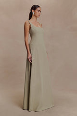 Salma Drop Waist Cotton Maxi Dress - Sage