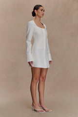 Carina Peplum Cotton Shirt Dress - White