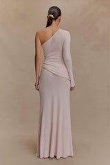 Alexius One Shoulder Knit Maxi Dress - Dusty Pink