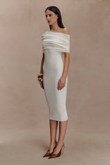 Zandie Cashmere Blend Knit Midi Dress - Ivory