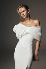 Aphrodite Off Shoulder Crepe Gown - Ivory