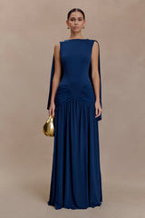 Emory Jersey Cape Maxi Dress - Navy