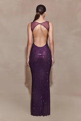 Jasmyn Hot Fix Maxi Dress With Mesh Back - Purple