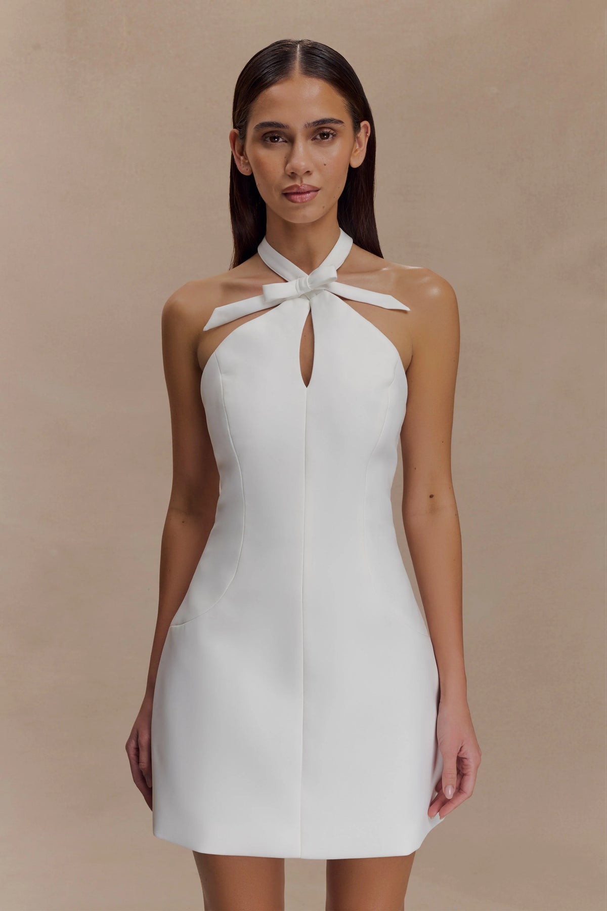 Freya Halter Bow Mini Dress - Ivory