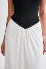 Ruby Strapless Slinky Maxi Dress - Black/White