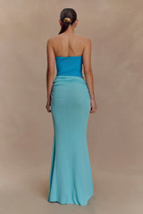 Jasiel Strapless Knit Maxi Dress - Cyan Blue