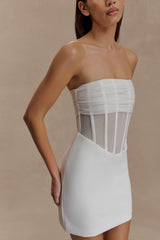 Palmer Mesh Corset Mini Dress - Ivory