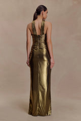 Clemence Plisse Maxi Dress - Gold