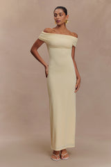 Imogen Off Shoulder Slinky Maxi Dress - Lemon