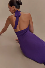 Melodie Halter Knit Maxi Dress - Purple