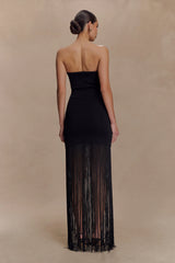Koah Fringe Bandage Knit Maxi Dress - Black