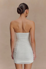 Jianna Strapless Mesh Mini Dress - White
