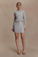 Darius Diamante Cowl Mini Dress - Silver