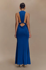 Elke Slinky V Neck Maxi Dress - Cobalt