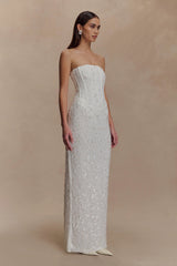 Gemma Strapless Embellished Maxi Dress - Ivory