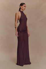 Reece Halter Knit Maxi Dress - Chocolate
