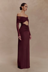 Rafaella Slinky And Mesh Maxi Dress - Mahogany