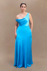 Jacinta One Shoulder Maxi Dress - Cyan Blue