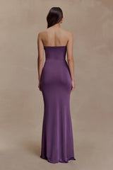 Madison Strapless Slinky Maxi Dress - Purple