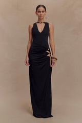 Kaiden Slinky Beaded Maxi Dress - Black