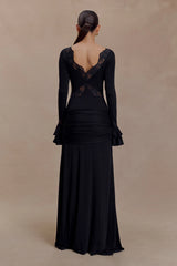 Electra Slinky Lace Maxi Dress - Black