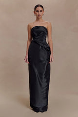 Calliope Strapless Organza Maxi Dress - Black