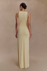Stella Draped Slinky Maxi Dress - Pale Lemon