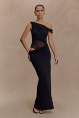 Callen One Shoulder Slinky Maxi Dress - Black