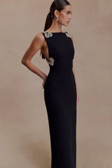 Lorde Embellished Crepe Maxi Dress - Black