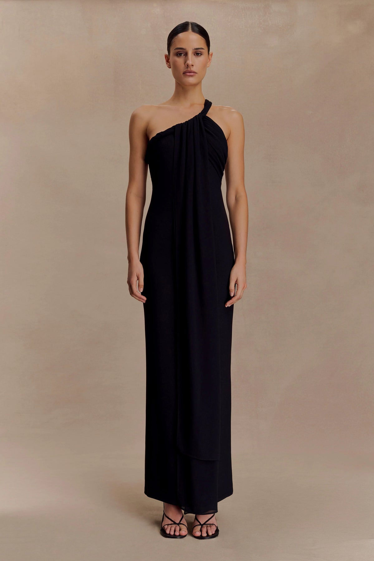 Philippa Knotted Crepe Maxi Dress - Black