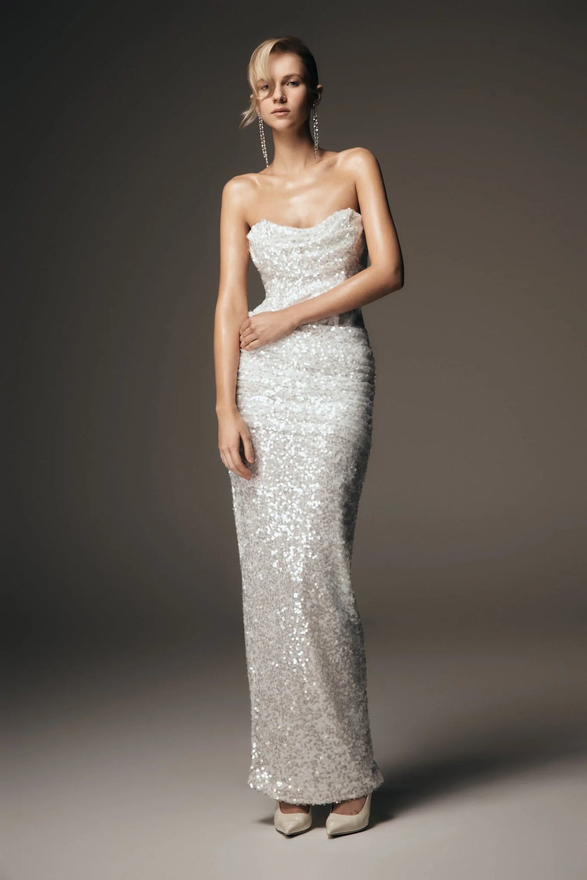 Nala Strapless Sequin Maxi Dress - Ivory