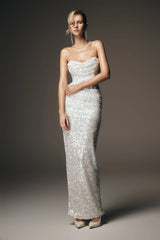 Nala Strapless Sequin Maxi Dress - Ivory