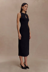 Norah Sleeveless Crepe Midi Dress - Black