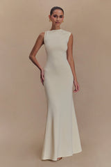 Katerina Scuba Jersey Cut Out Maxi Dress - Ivory