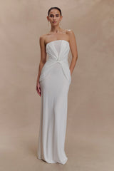 Mirren Strapless Slinky Maxi Dress - White