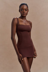 Jocelyn Backless Shapewear Mini Dress - Espresso