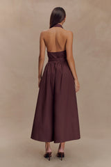 Cindy Collared Midi Dress - Chocolate