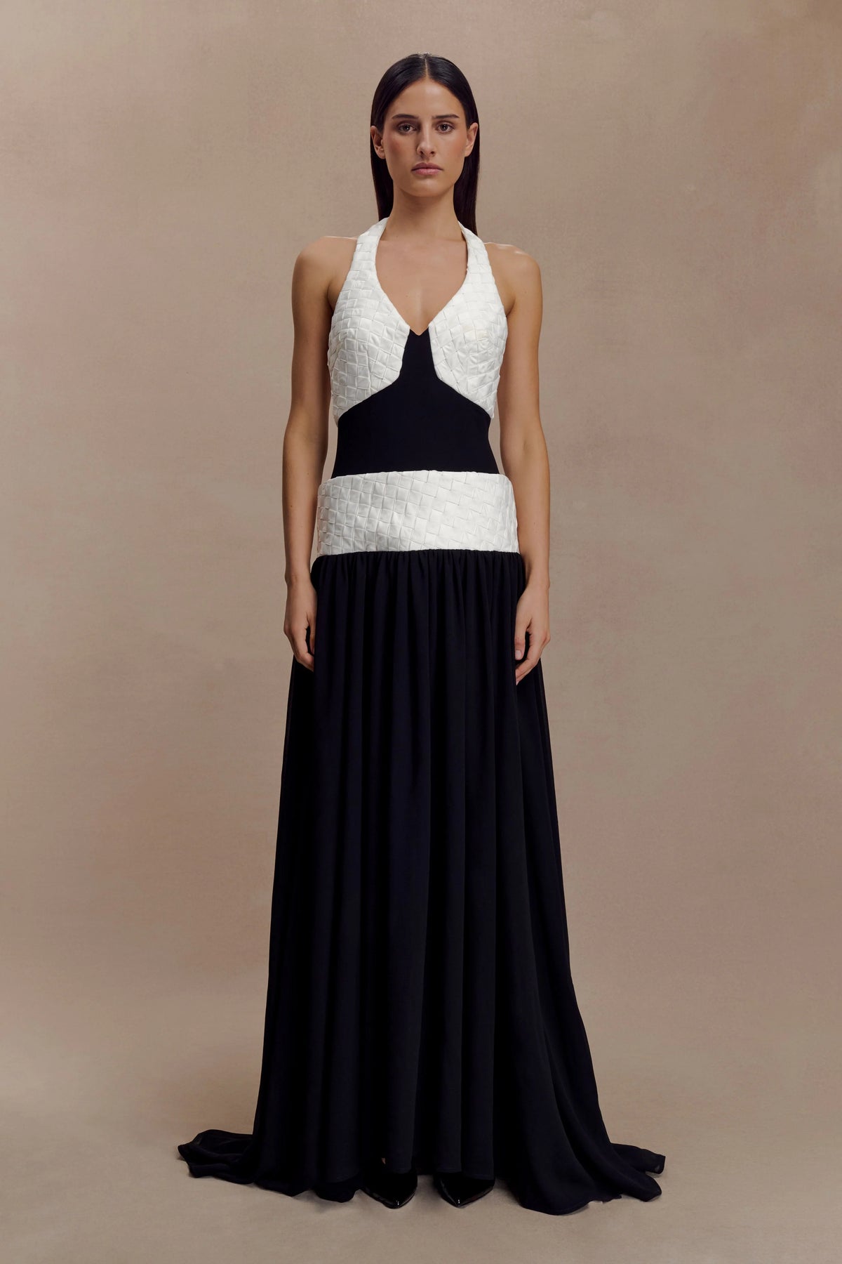 Celine Chiffon Maxi Dress - Black/White