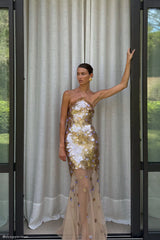 Jenny Hand Embellished Maxi Dress - Gold