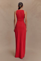 Kaiden Slinky Beaded Maxi Dress - Desert Red