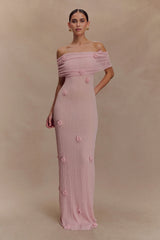 Brynn Orchid Knit Maxi Dress - Pastel Pink