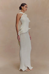 Caprice Halter Knit Maxi Dress - White