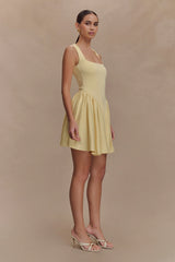Sharon Scuba Jersey Mini Dress - Pastel Lemon